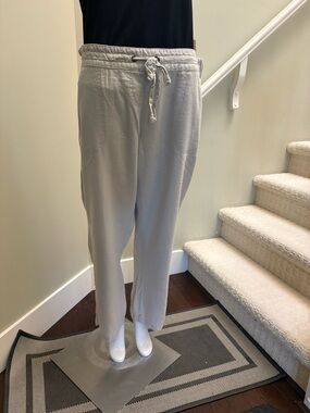 Per Se Tan Coloured Linen-Blend Drawstring Pants.  Liberal Sz XL Like New